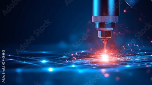 Laser cutting technology creating intricate designs in a dark environment