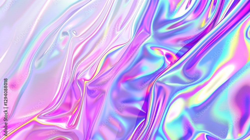 Obraz premium Iridescent neon background. Holographic Abstract soft pastel colors backdrop. Hologram Foil Aesthetic. Trendy vaporwave creative gradient