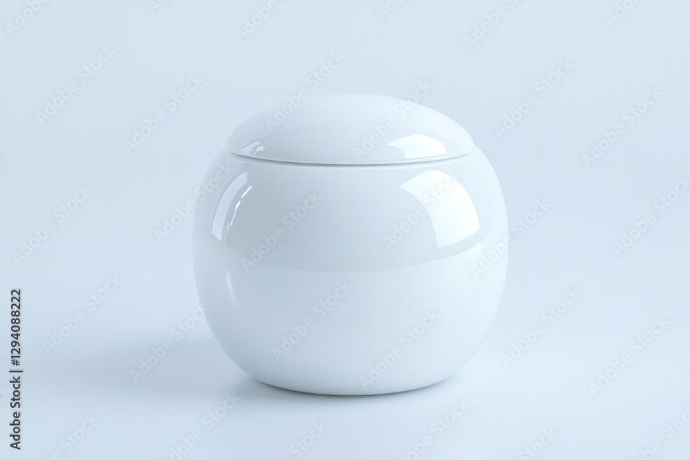 Minimalist design showcases smooth, glossy surface of round cont Minimalist design showcases smooth, glossy surface of round cont