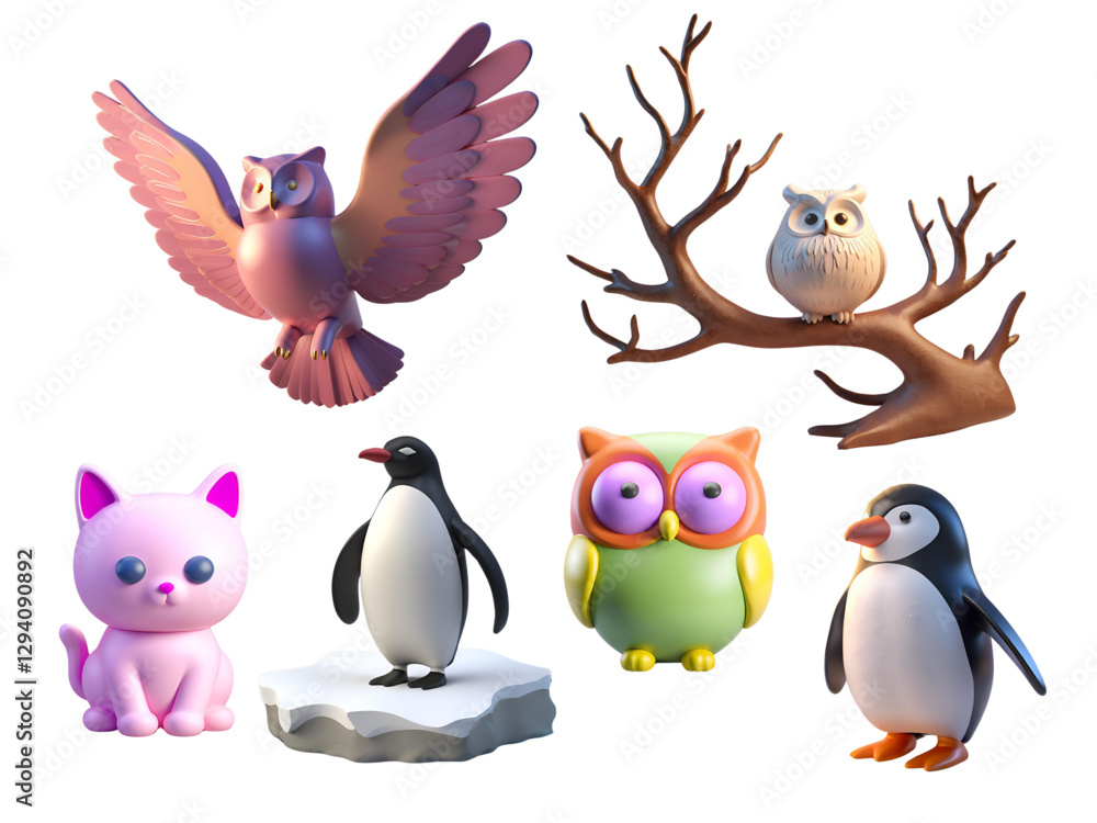 Fototapeta premium 3D set of animals