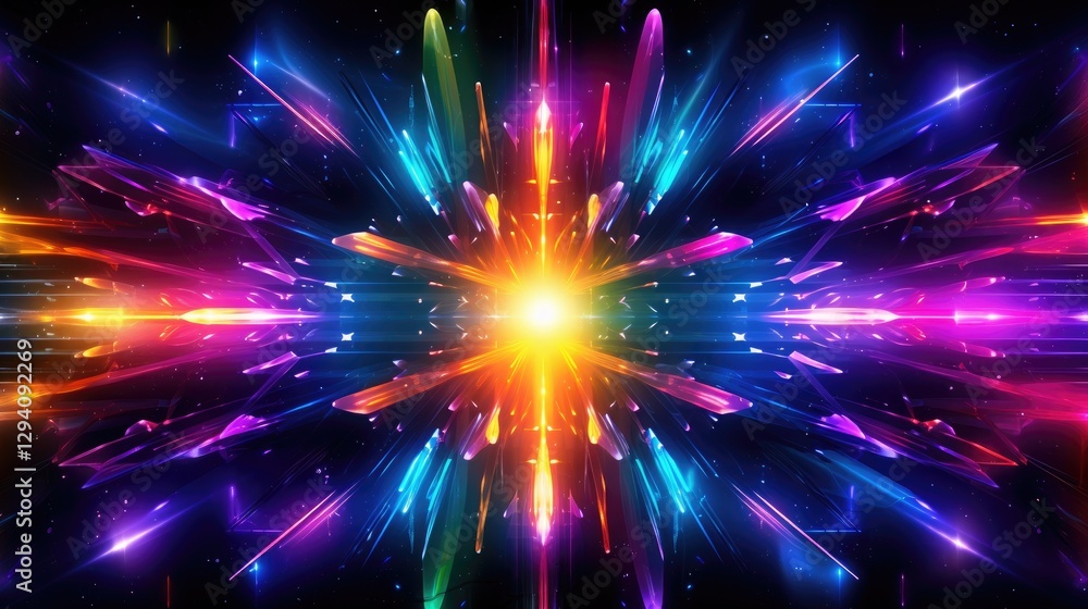 Obraz premium digital abstract futuristic background glow in neon colors