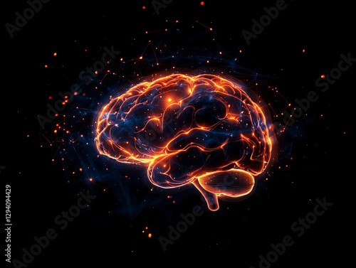 Wallpaper Mural glowing brain visualization representing artificial intelligence evolution, showcasing intricate neural connections and Torontodigital.ca