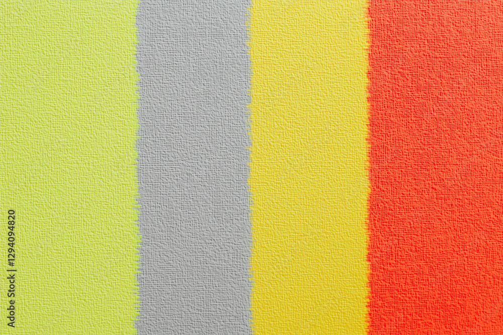 Fototapeta premium Textured background featuring pastel colors in stripes, including green, gray, yellow, and red, creating vibrant and modern aesthetic