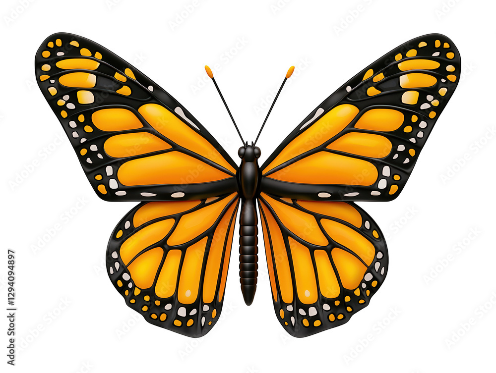 Fototapeta premium A vibrant orange and black butterfly with intricate wing patterns.