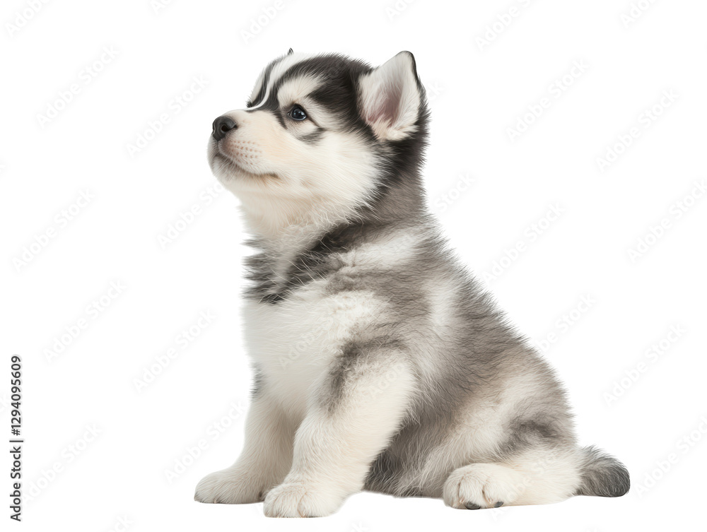 A fluffy Siberian Husky puppy sits elegantly, showcasing its striking coat and playful demeanor. A fluffy Siberian Husky puppy sits elegantly, showcasing its striking coat and playful demeanor.