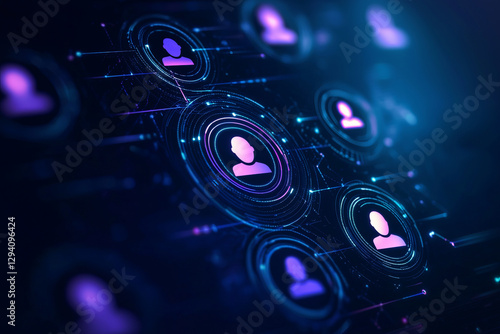 Futuristic digital network connecting users through AI technology, enhancing engagement and interaction