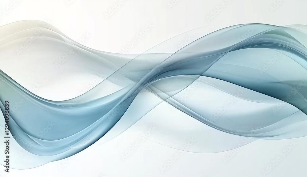 Obraz premium Abstract Flowing Smooth Undulating Curves Blue Smoke Effect 