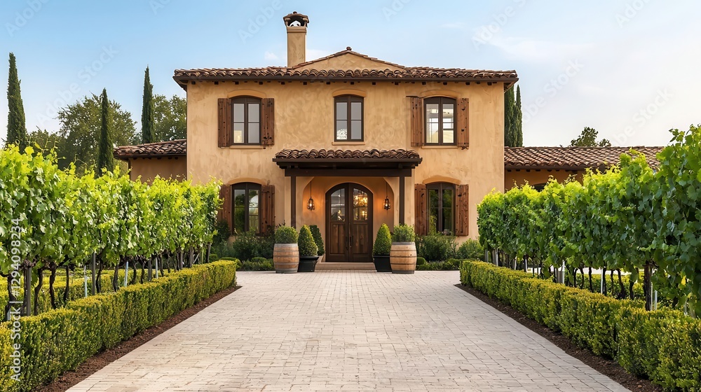 Elegant vineyard mansion with rustic charm and modern luxury, wine country haven Elegant vineyard mansion with rustic charm and modern luxury, wine country haven