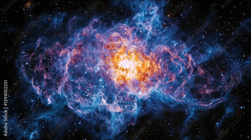 Fototapeta premium Galaxy Cluster Viewed from Space Telescope