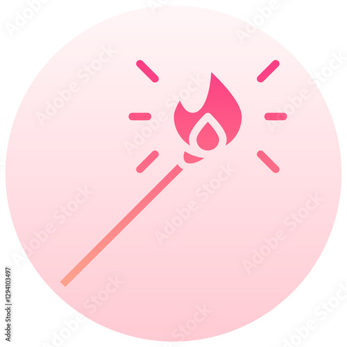 burning match vector round gradient icon