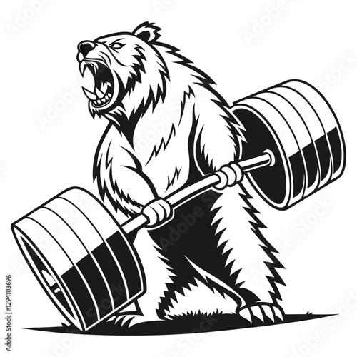 a mighty aggressive bear with a fierce expression vector art