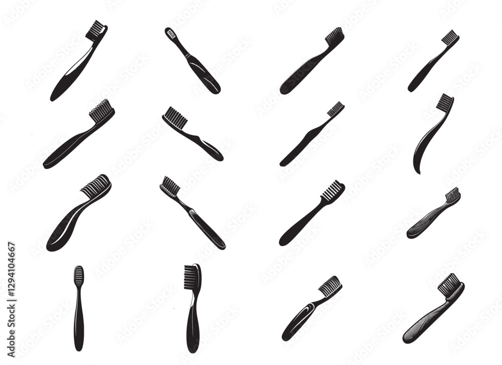 Naklejka premium Editable Toothbrush Silhouette Vector with Smooth Path and Smart Cut Lines