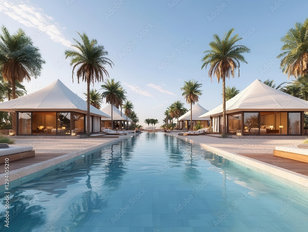 custom made wallpaper toronto digitalDesert oasis estate with luxury tents and palmlined pools, exotic retreat