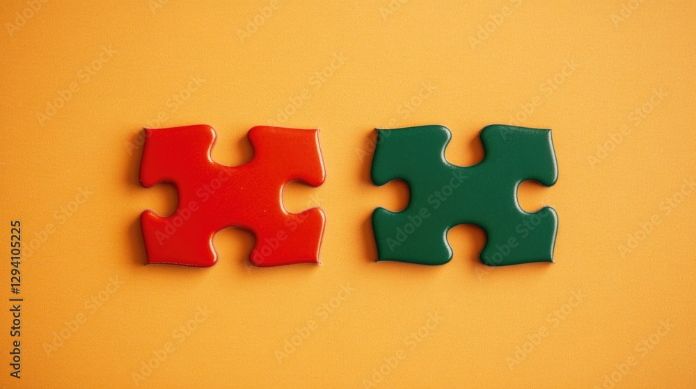 This image features two interlocking puzzle pieces, one red and one green, set against a vibrant orange backdrop, symbolizing connection and problem-solving for various themes. This image features two interlocking puzzle pieces, one red and one green, set against a vibrant orange backdrop, symbolizing connection and problem-solving for various themes.