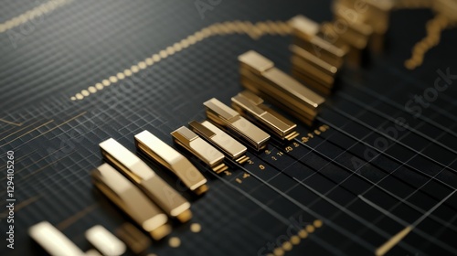 Wallpaper Mural A detailed graph with gold bars on a grid symbolizes economic growth and upward trends, set against a textured backdrop. Torontodigital.ca