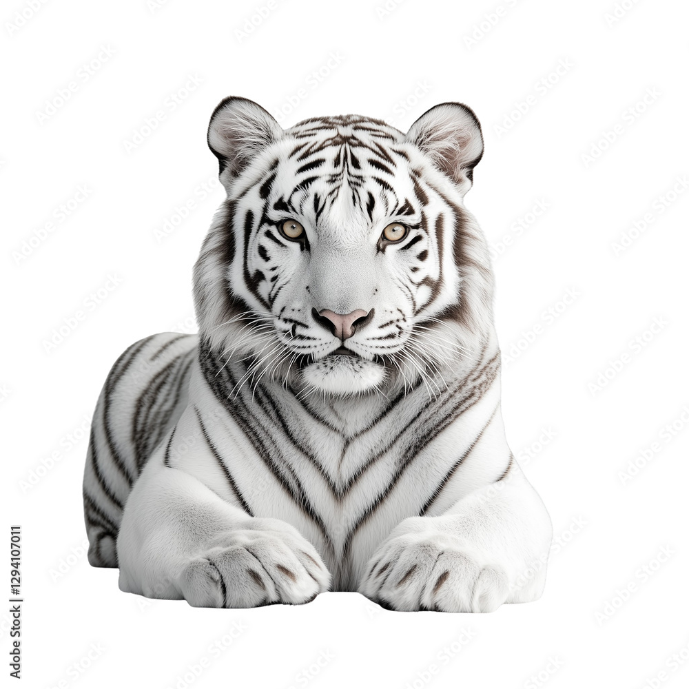 Fototapeta premium A powerful and majestic tiger isolated on a transparent background, perfect for wildlife designs, animal themed projects, and nature illustrations