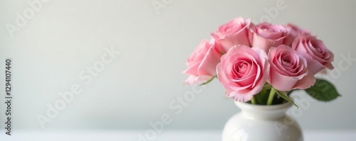 Delicate pink roses in white vase, soft light , design, soft, pretty