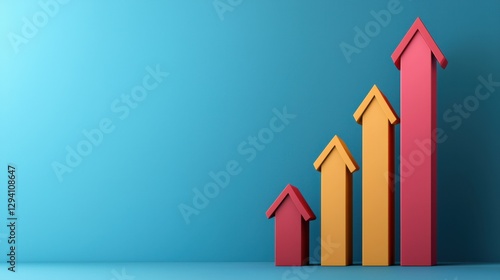 A graphic showing ascending arrows in red, yellow, and orange against a blue background, symbolizing growth and progress. Free Download A graphic showing ascending arrows in red, yellow, and orange against a blue background, symbolizing growth and progress. - GFXLoad