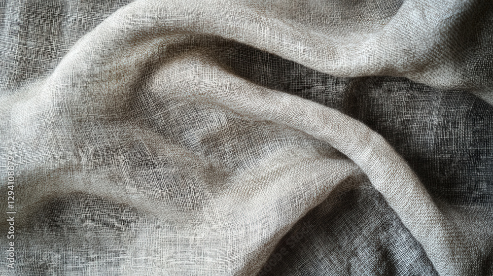 Fototapeta premium Soft linen fabric with delicate texture and smooth light folds, creating elegant and airy appearance. Ideal for various textile applications