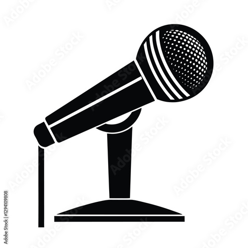 Simple conference microphone silhouette highlighting essential audio support for office communication on white