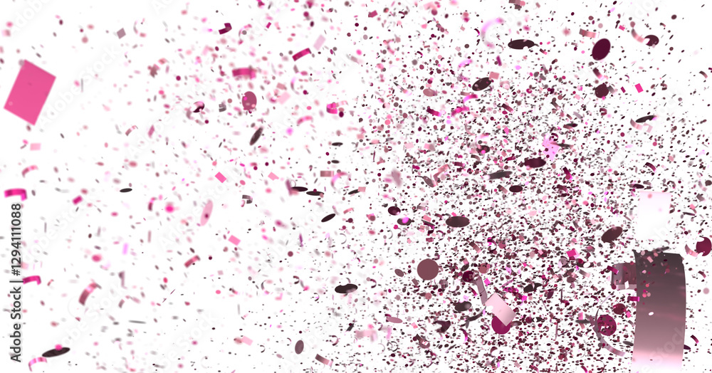 Fototapeta premium Celebrate with this festive pink confetti explosion, perfect for party invitations or celebratory designs.