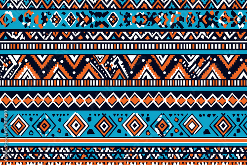 Vibrant Tribal Geometric Textile Pattern Design
