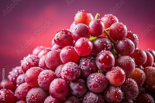 Wallpaper Mural Macro Photography: Juicy Red Grapes Close-Up on Pink Background - High-Resolution Stock Image Torontodigital.ca