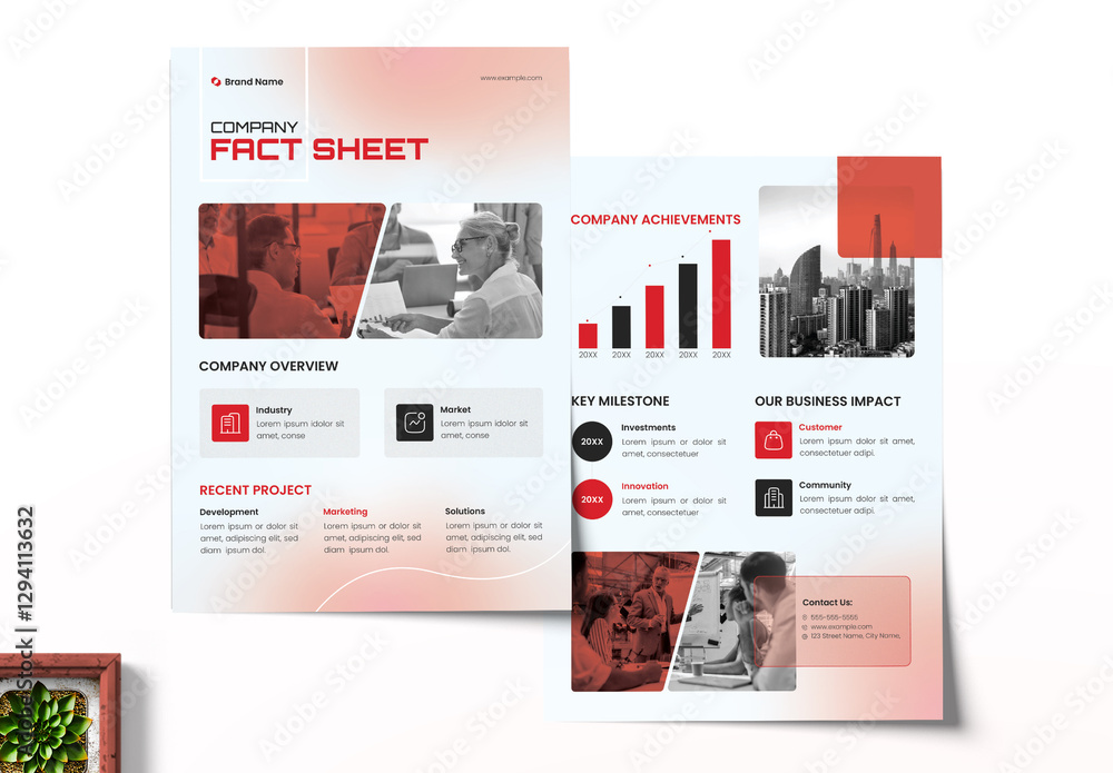 Fast Fact Layout Fact Sheet Report Layout Stock Template | Adobe Stock