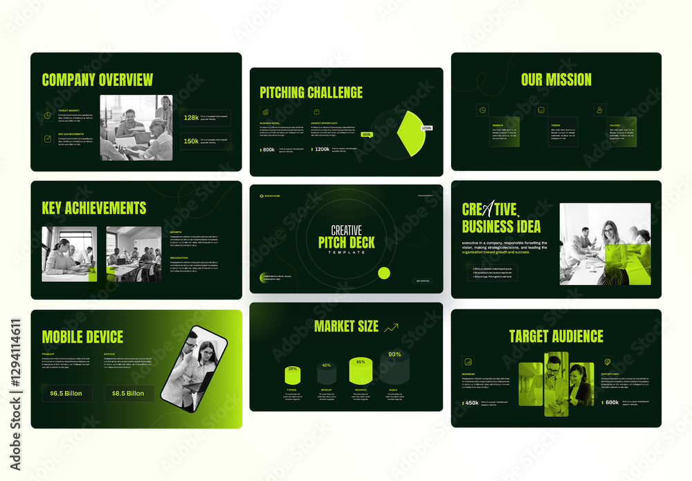 Creative Modern Pitch Deck Presentation Stock Template | Adobe Stock