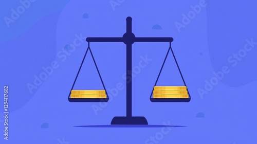 Balanced Scale with Coins Representing Financial Equality and Justice