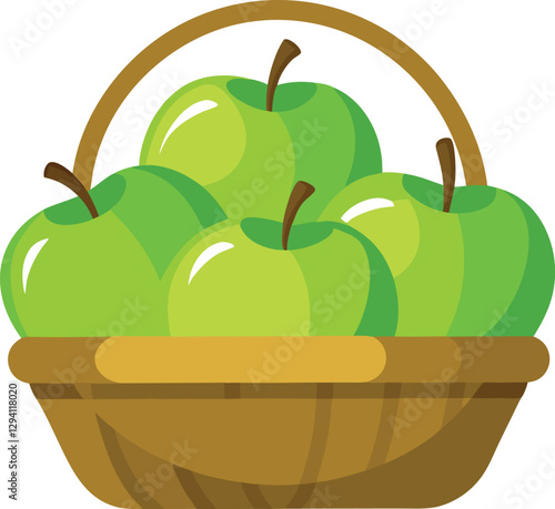 Apples in the basket on vector art illustration 