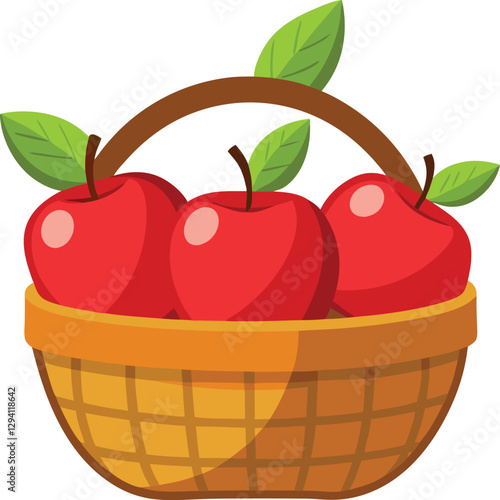 Apples in the basket on vector art illustration 