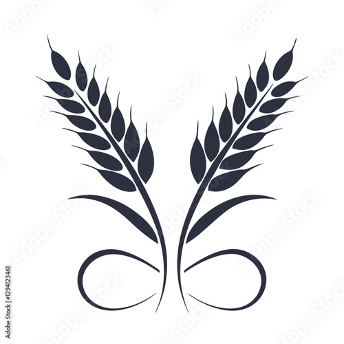 Minimalist Organic Wheat Vector Icon. photo