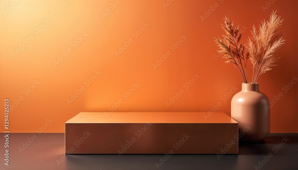 Rectangular gold podium background for product presentation Rectangular gold podium background for product presentation