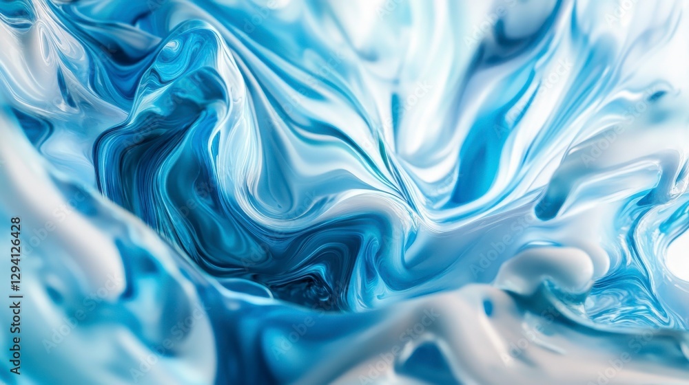 Fototapeta premium Abstract Blue and White Swirling Fluid Texture
