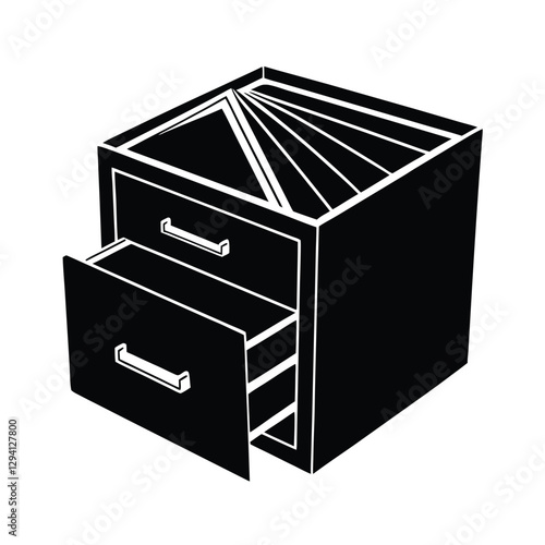 Sleek open drawer with files illustration providing efficient office document management and storage