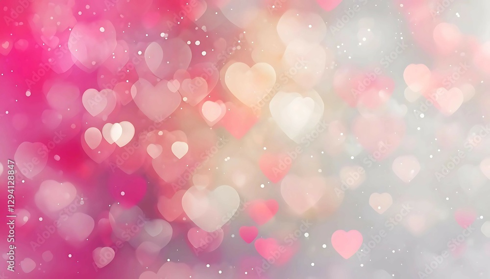 Obraz premium Dreamy Abstract Background With Soft Blurred Heart Shapes