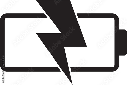 Low battery level icon isolated. Charging symbol. Electic charge technology.