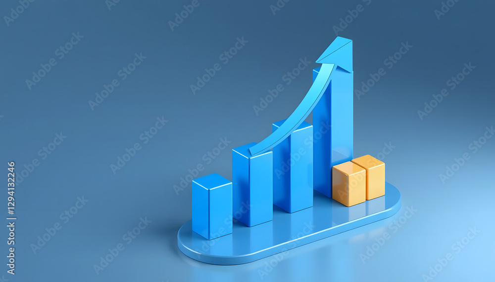 Blue bar graph with rising trend and box, symbolizing financial growth, business success, economic improvement, perfect for investment-related designs Blue bar graph with rising trend and box, symbolizing financial growth, business success, economic improvement, perfect for investment-related designs