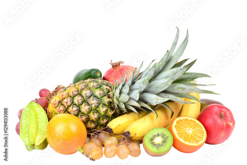 Obraz na płótnie Tropical fruits isolated on white w salonie