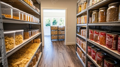 Wallpaper Mural Organized Pantry: A Well-Stocked Kitchen with Rows of Pasta, Grains, and Snacks Torontodigital.ca