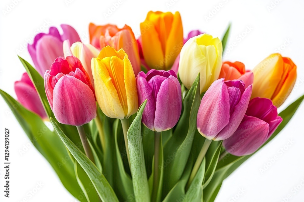 Colorful bouquet of tulips isolated on white background. Colorful bouquet of tulips isolated on white background.