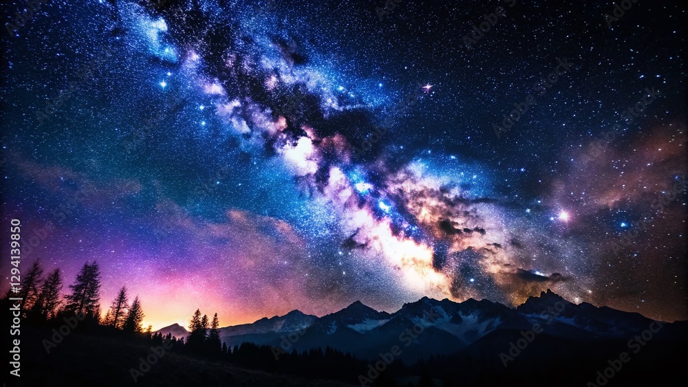 Naklejka premium Majestic Milky Way Galaxy Night Sky Astrophotography Landscape