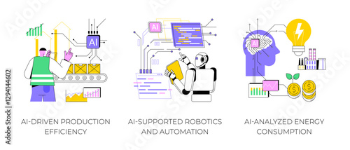 Artificial Intelligence in Manufacturing abstract concept vector illustrations.