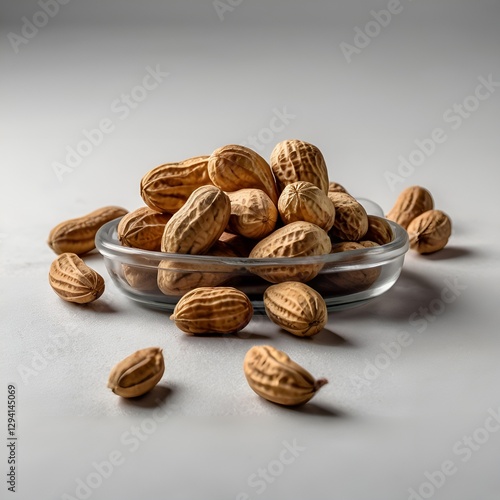 Glass Bowl of Unshelled Peanuts on a Minimalist Surface.