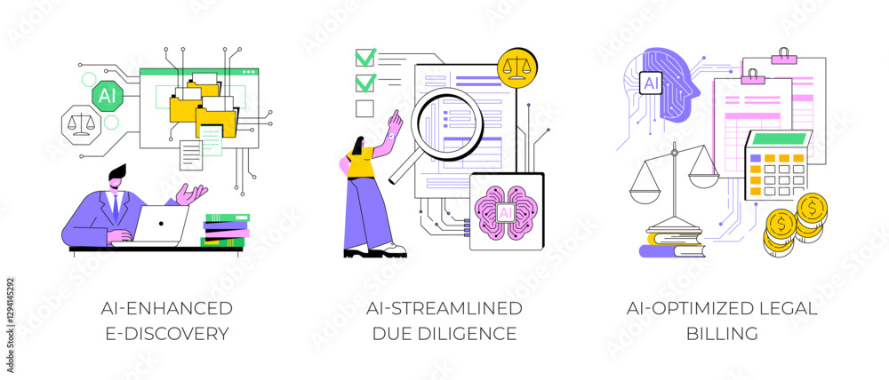 AI Technology for Legal Services abstract concept vector illustrations. AI Technology for Legal Services abstract concept vector illustrations.