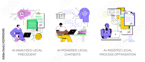 AI in jurisprudence abstract concept vector illustrations.