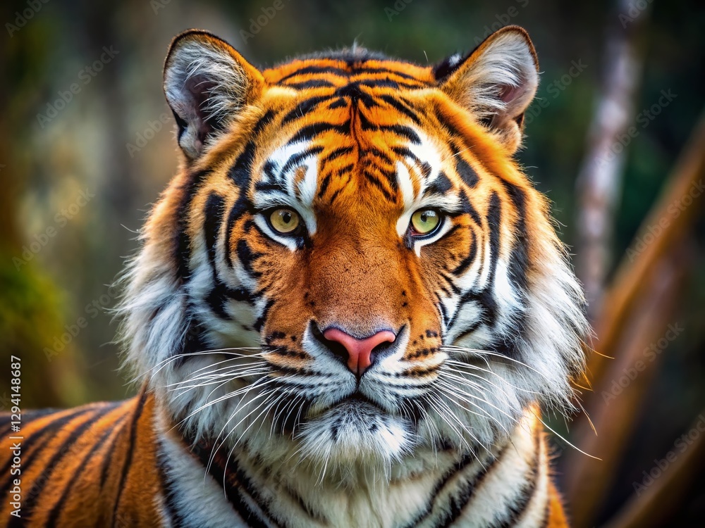Fototapeta premium Majestic Siberian Tiger Close-Up Portrait: Powerful Predator in the Wild