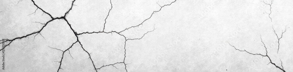 Obraz premium Cracked, faded white concrete wall; grunge aesthetic , uneven, surface, grey