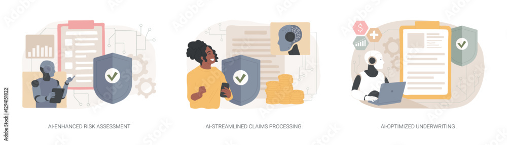 AI in Insurance abstract concept vector illustrations.